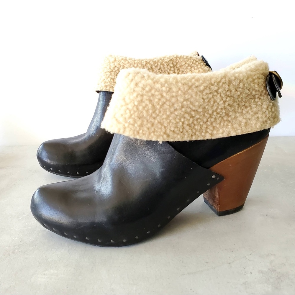 Anthropology VIALIS Rambla Bootie Black Leather Size 39 US 8